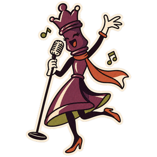 Sticker d’une reine qui chante au micro.